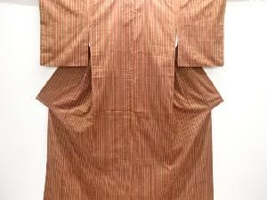 縞織り出し手織り節紬着物